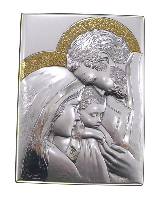 quadro argento sacra famiglia 22x16 cm