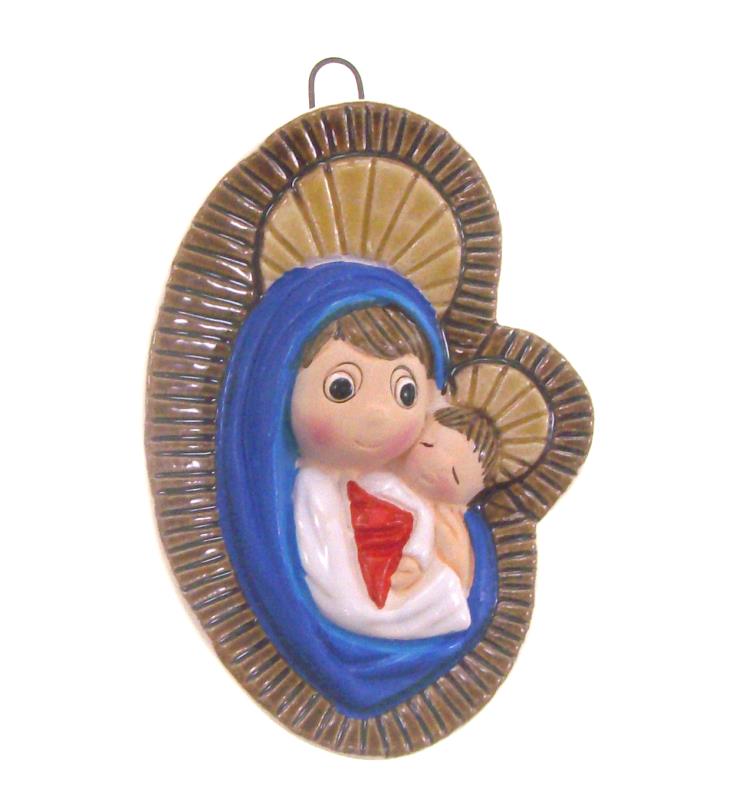 quadretto madonna con bambino ceramica