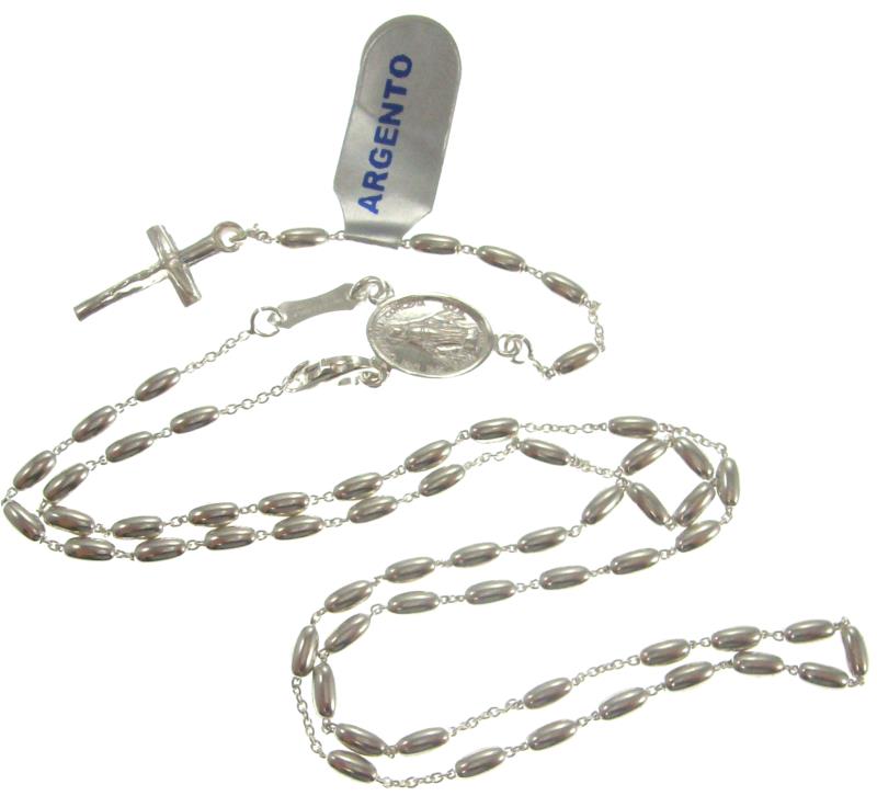rosario in argento con apertura