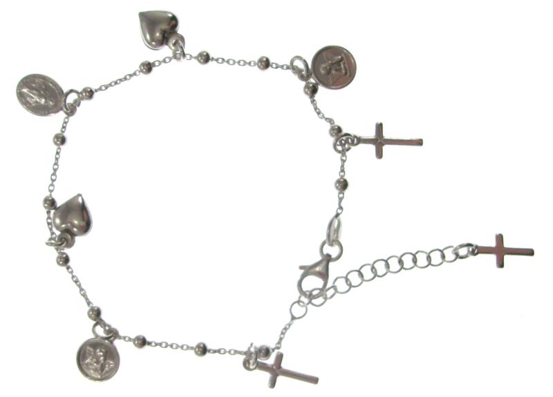 braccialetto in argento con medaglie