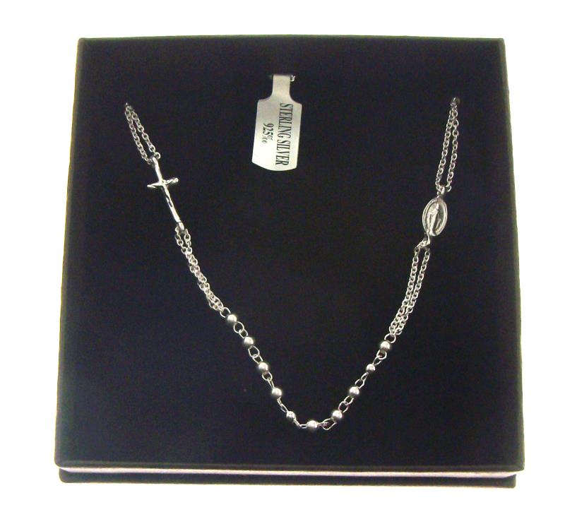 collana rosario in argento grani mm 2