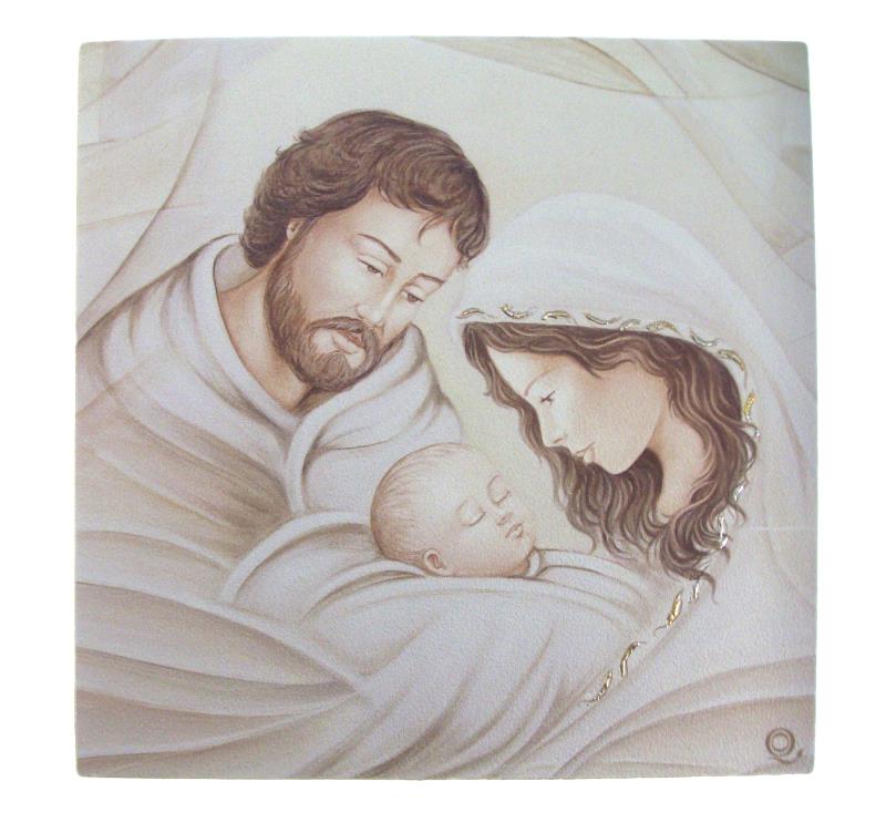 quadro sacra famiglia cm 24x24