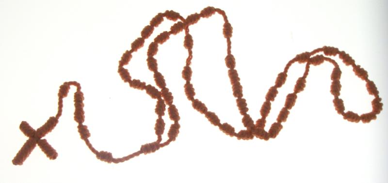 rosario in corda con grani a nodi