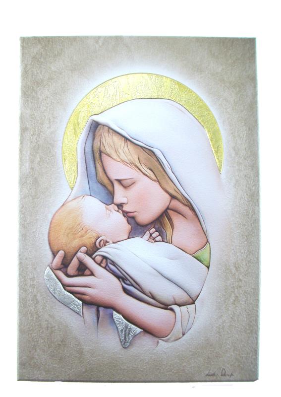 quadro madonna con bambino 25x36 cm