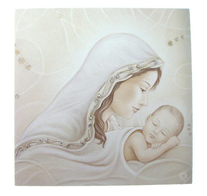 quadro madonna con bambino cm 24x24