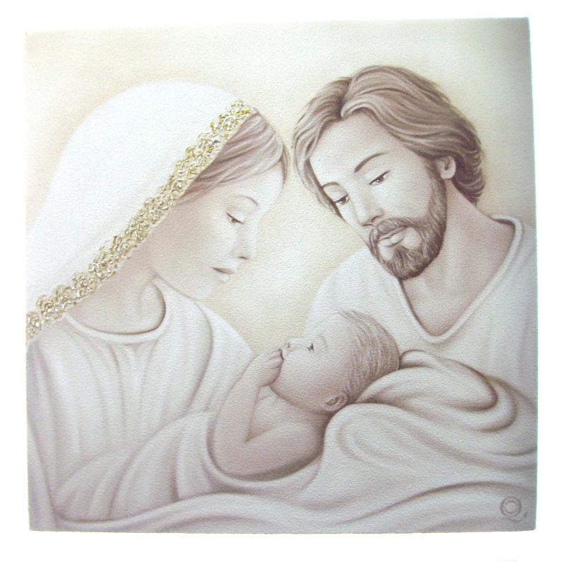 quadro sacra famiglia cm 24x24