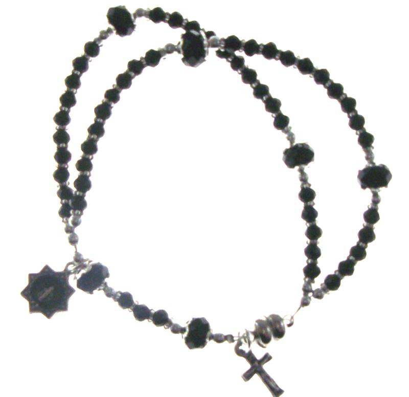 braccialetto rosario completo nero
