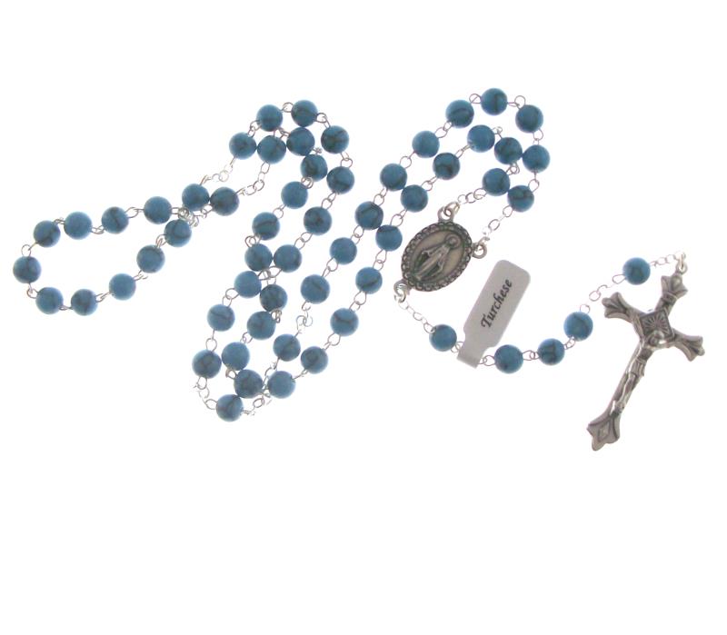 rosario con grano pietra turchese