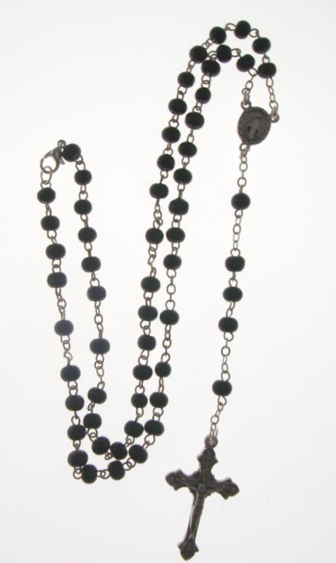 collana rosario con grano tondo 4mm nero