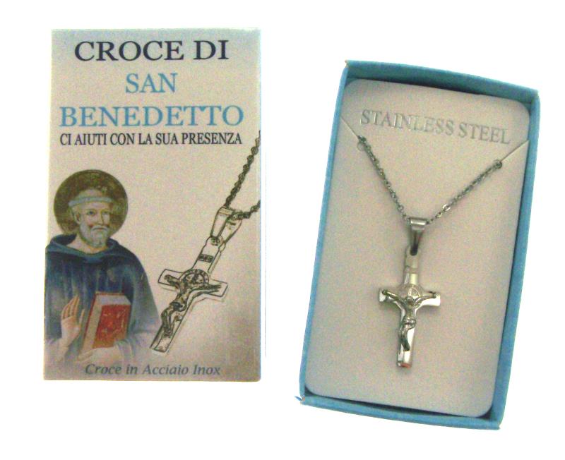 collana in metallo con san benedetto croce di san benedetto