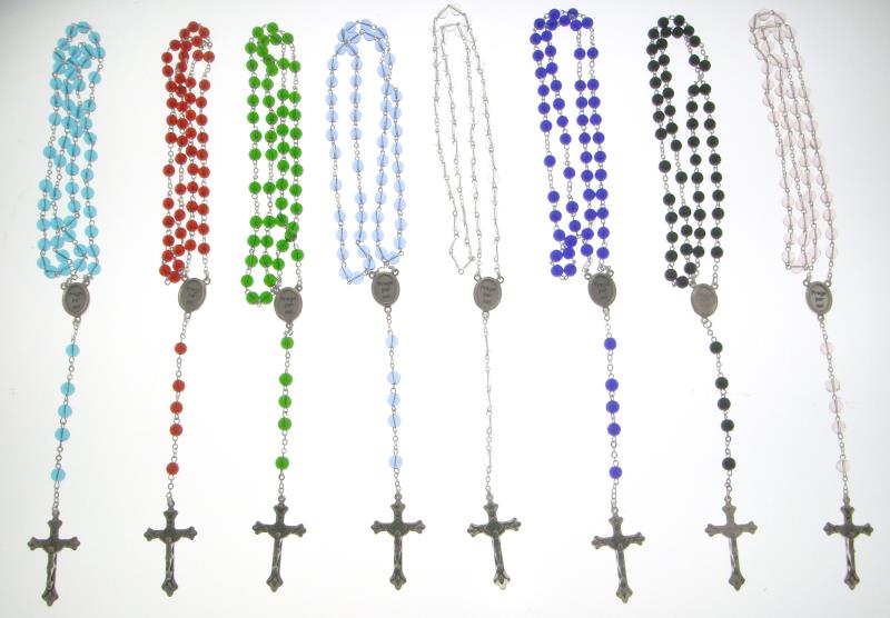 rosario grano colorato celeste