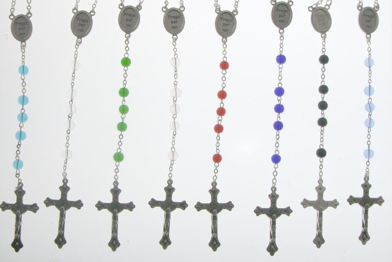 rosario grano colorato trasparente