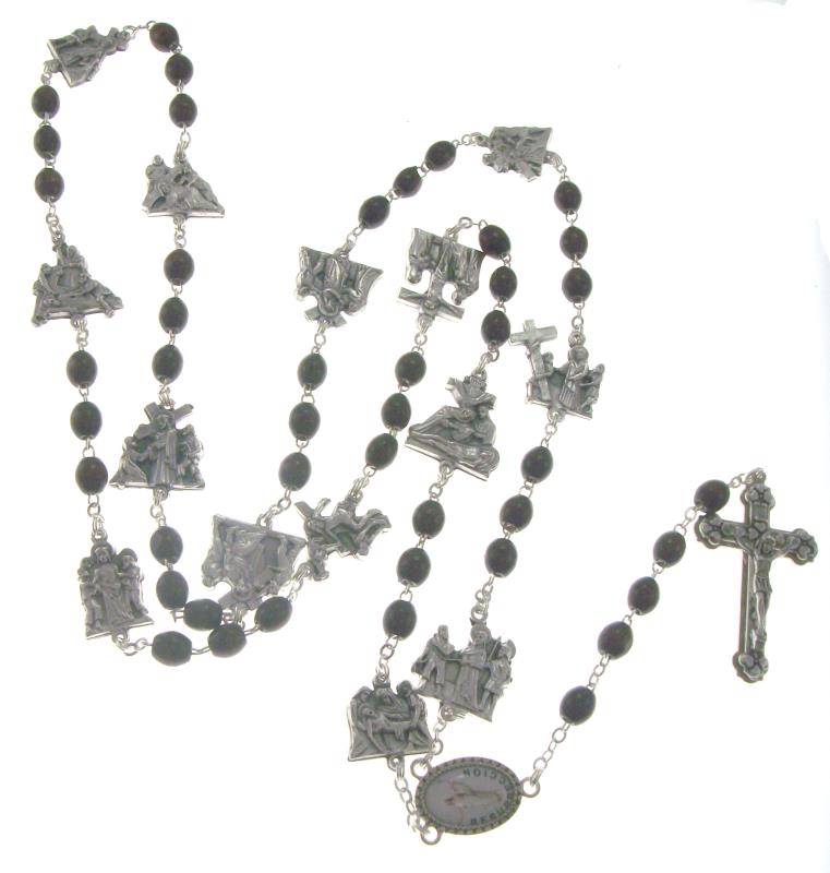 rosario via crucis legno scuro