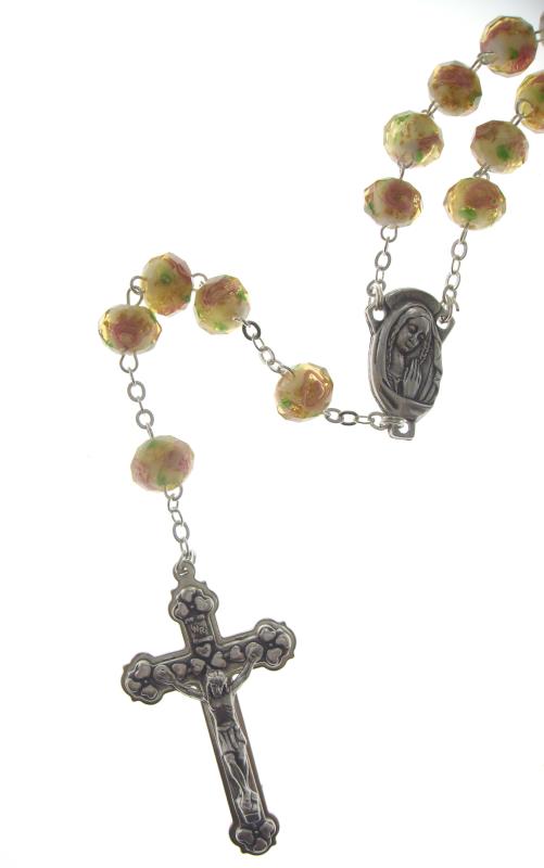 rosario in metallo grano decorato oro