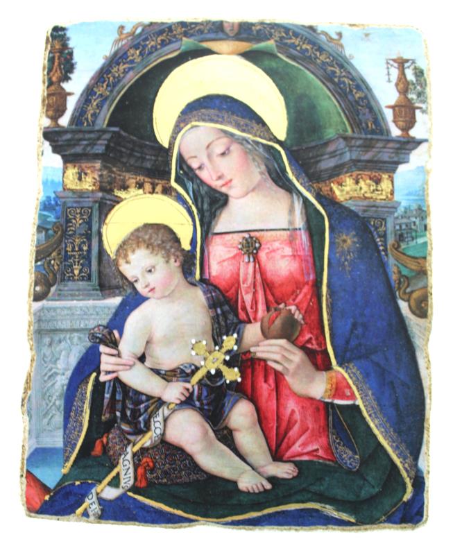affresco cm 11x14 in pictografia madonna con bambino