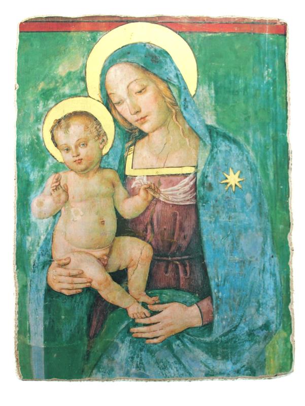 affresco cm 15x20 in pictografia madonna con bambino