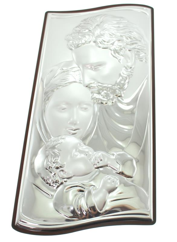 sacra famiglia legno argento cm 33x15