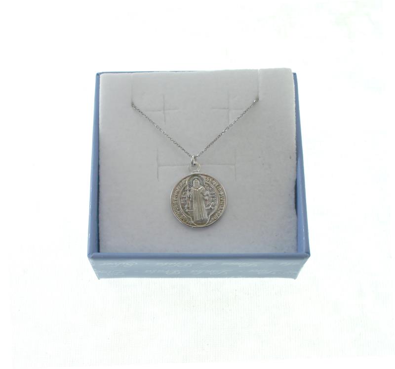 collana e medaglia di san benedetto in argento