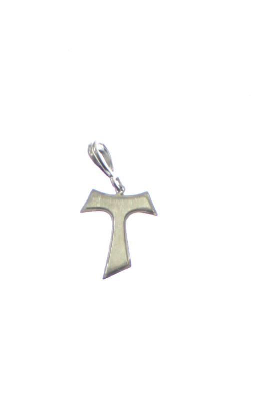 croce tau in argento satinato cm 1,3