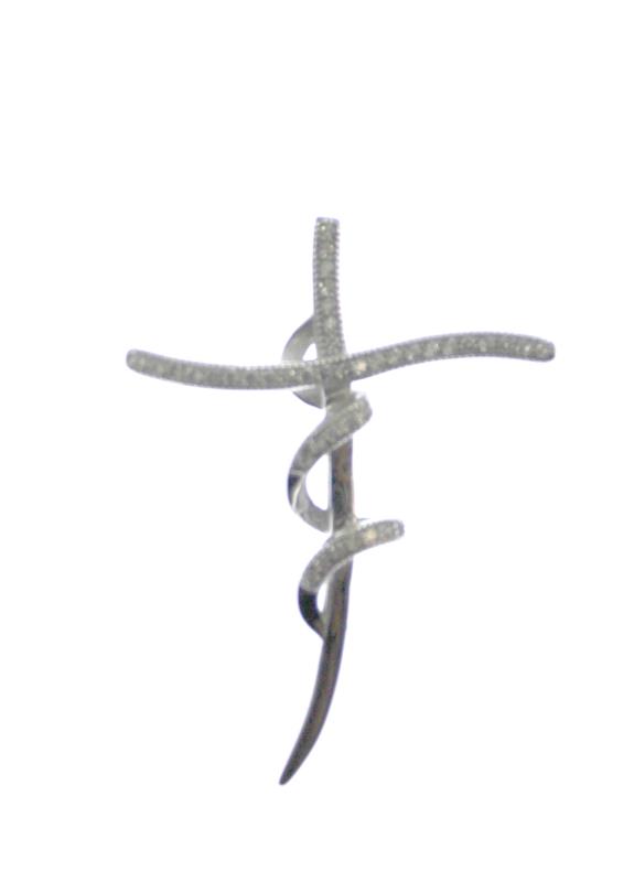 croce in argento con anello cm 3,8