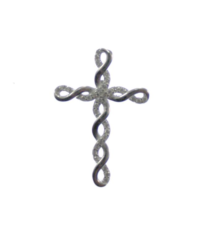croce in argento con anello cm 2,5