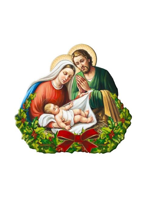 sacra famiglia con ghirlanda cm 11x10