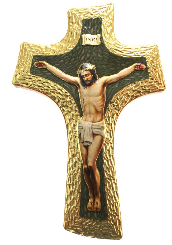 crocifisso con immagine cristo oro tu