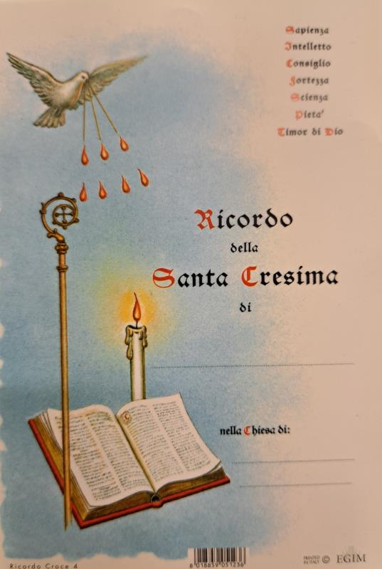 ricordo sacramenti croce + diploma cresima