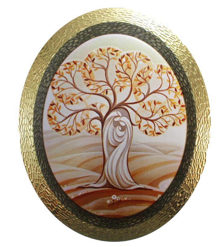 quadretto ovale con immagine religiosa cm 19x24 albero della vita
