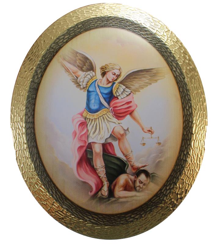 quadretto ovale con immagine religiosa cm 19x24 san michele arcangelo