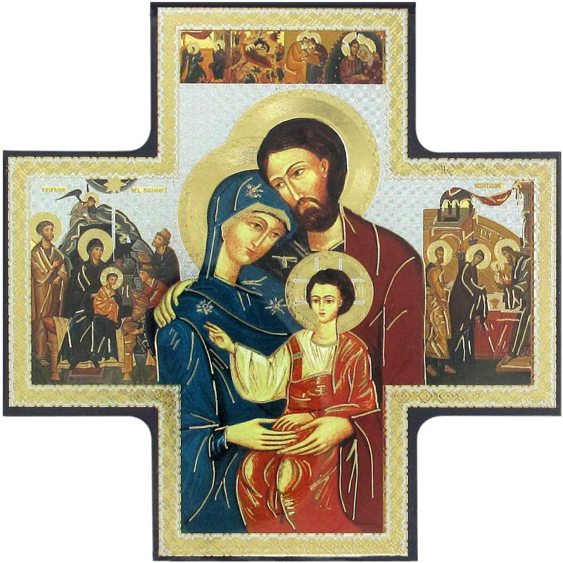 croce icona sacra famiglia cm 15x15