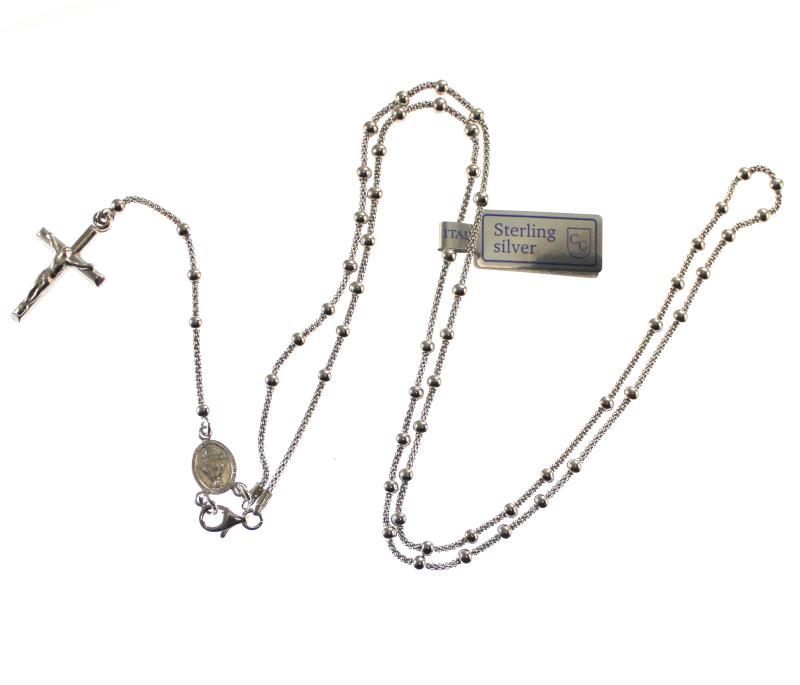 rosario in argento rodiato