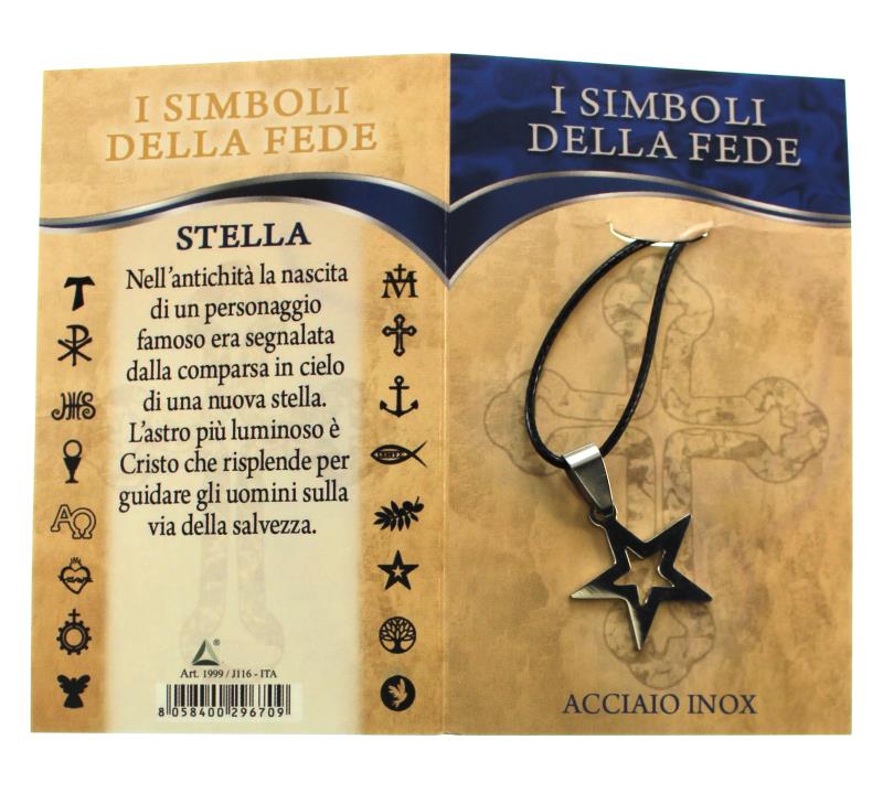 ciondolo in metallo e corda simboli della fede stella