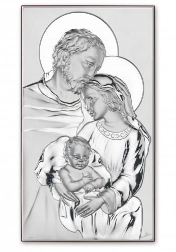 quadro sacra famiglia legno argento cm 9x16