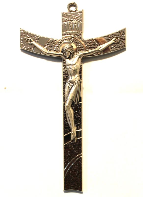 croce in metallo argentata cm 14