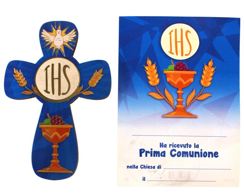 croce comunione con cartoncino ricordo