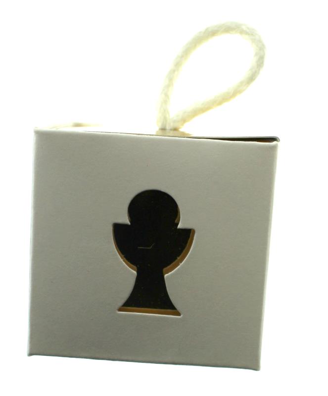 scatola cartoncino bianco oro comunione cm 5x5
