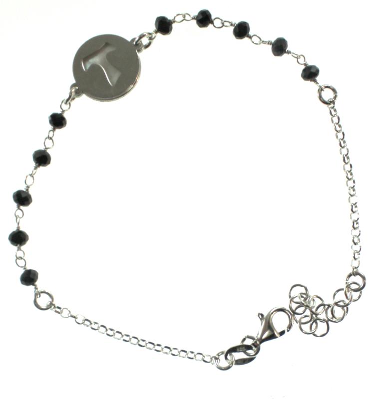 braccialetto in argento e cristallo tau