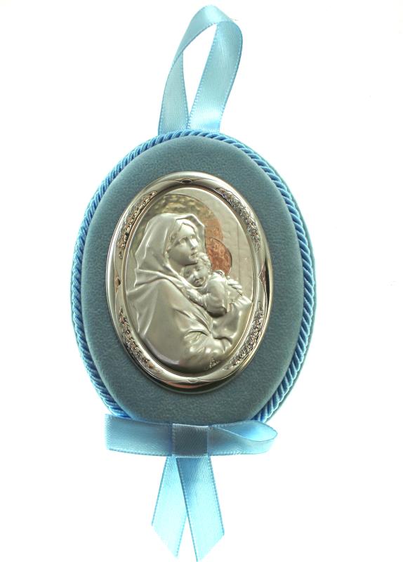 sopraculla con placca argento 10,5x8 cm madonna del ferruzzi