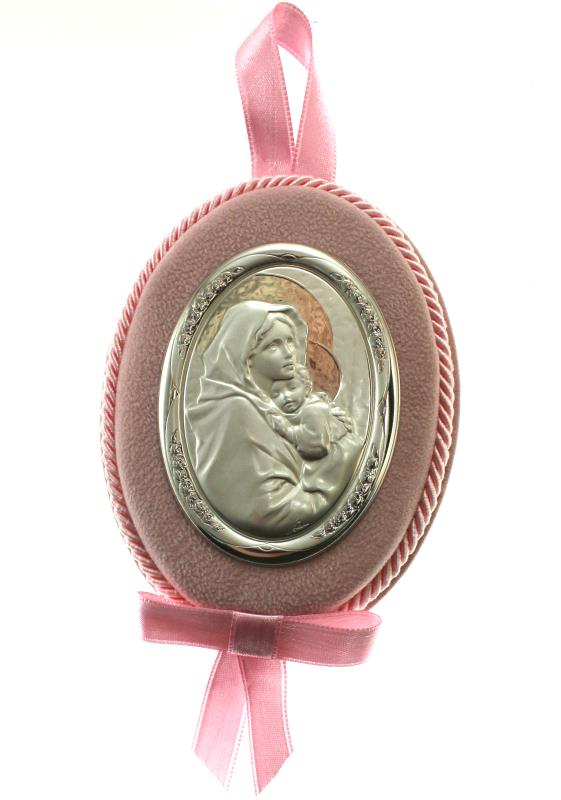 sopraculla con placca argento 10,5x8 cm madonna del ferruzzi