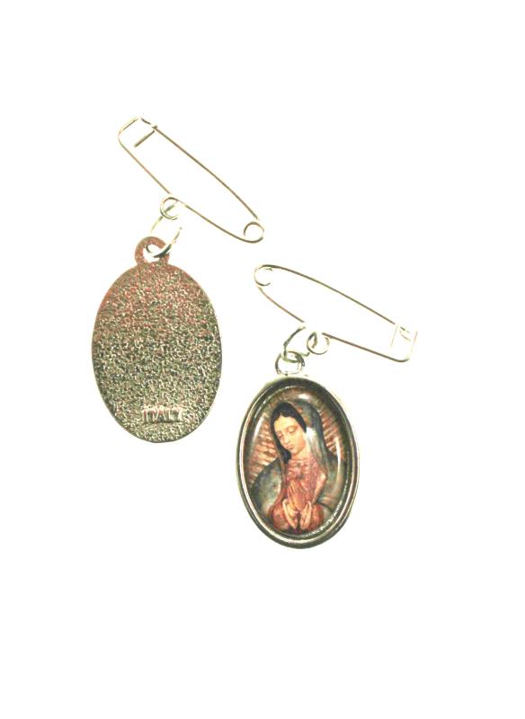 medaglia madonna di guadalupe con spilla