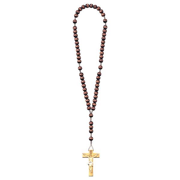 corona rosario in legno e corda croce scolpita