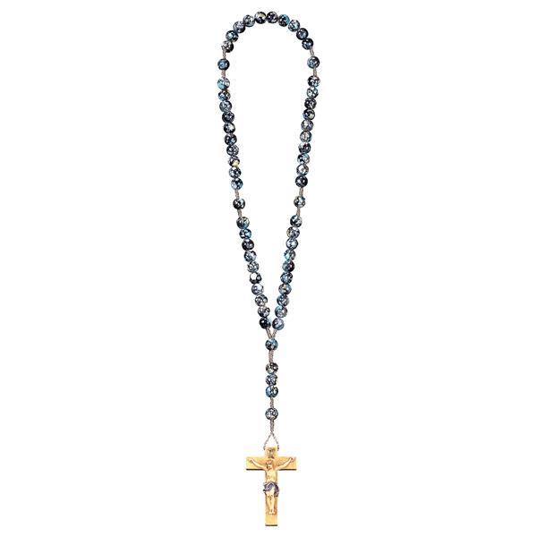 corona rosario in legno e corda croce scolpita