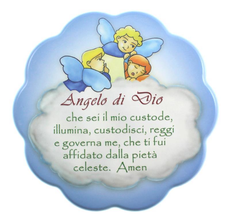 quadretto bimbi con preghiera 11x11 cm celeste