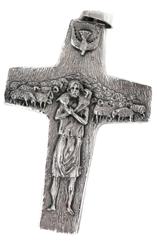 croce in argento papa francesco originale fedeli altezza cm 2,2
