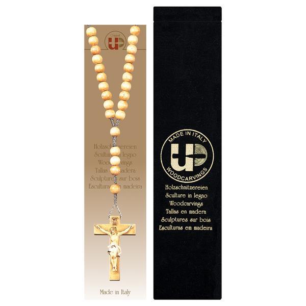 corona rosario in legno e corda croce scolpita