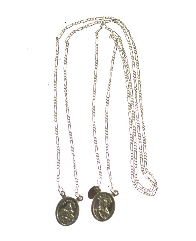 collana in argento con medaglie scapolare ovale