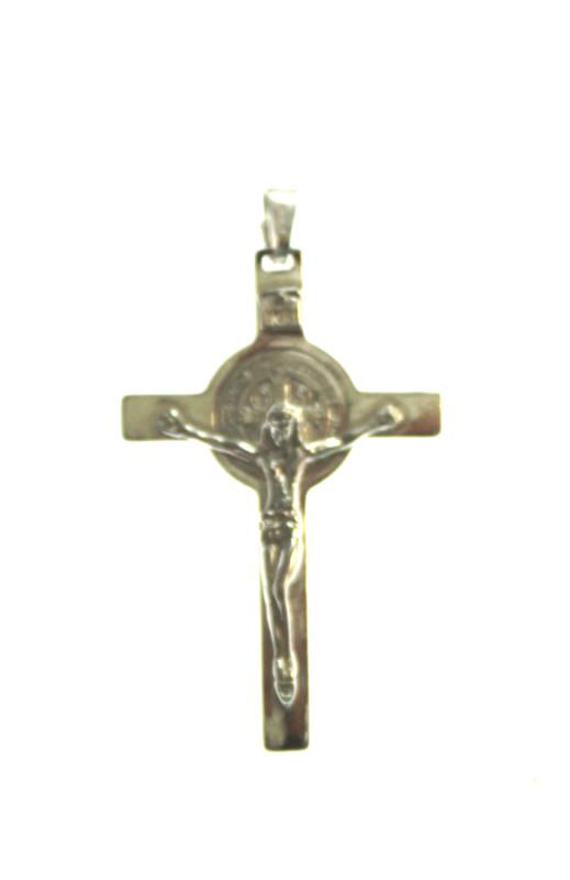 croce di san benedetto in argento cm 4,7
