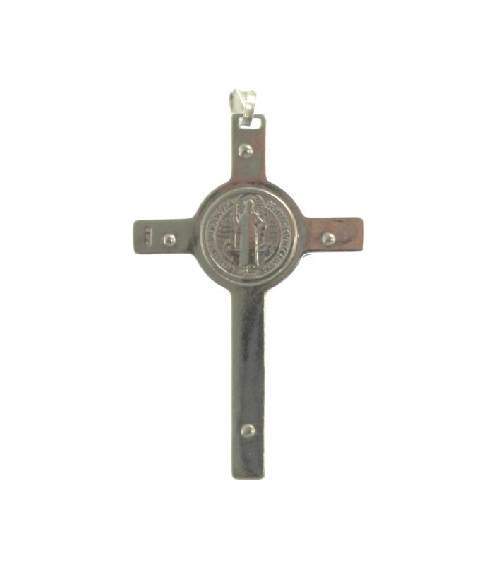 croce di san benedetto in argento cm 4,7