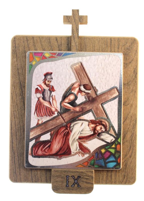 via crucis legno con immagine cartoncino 20x14 cm